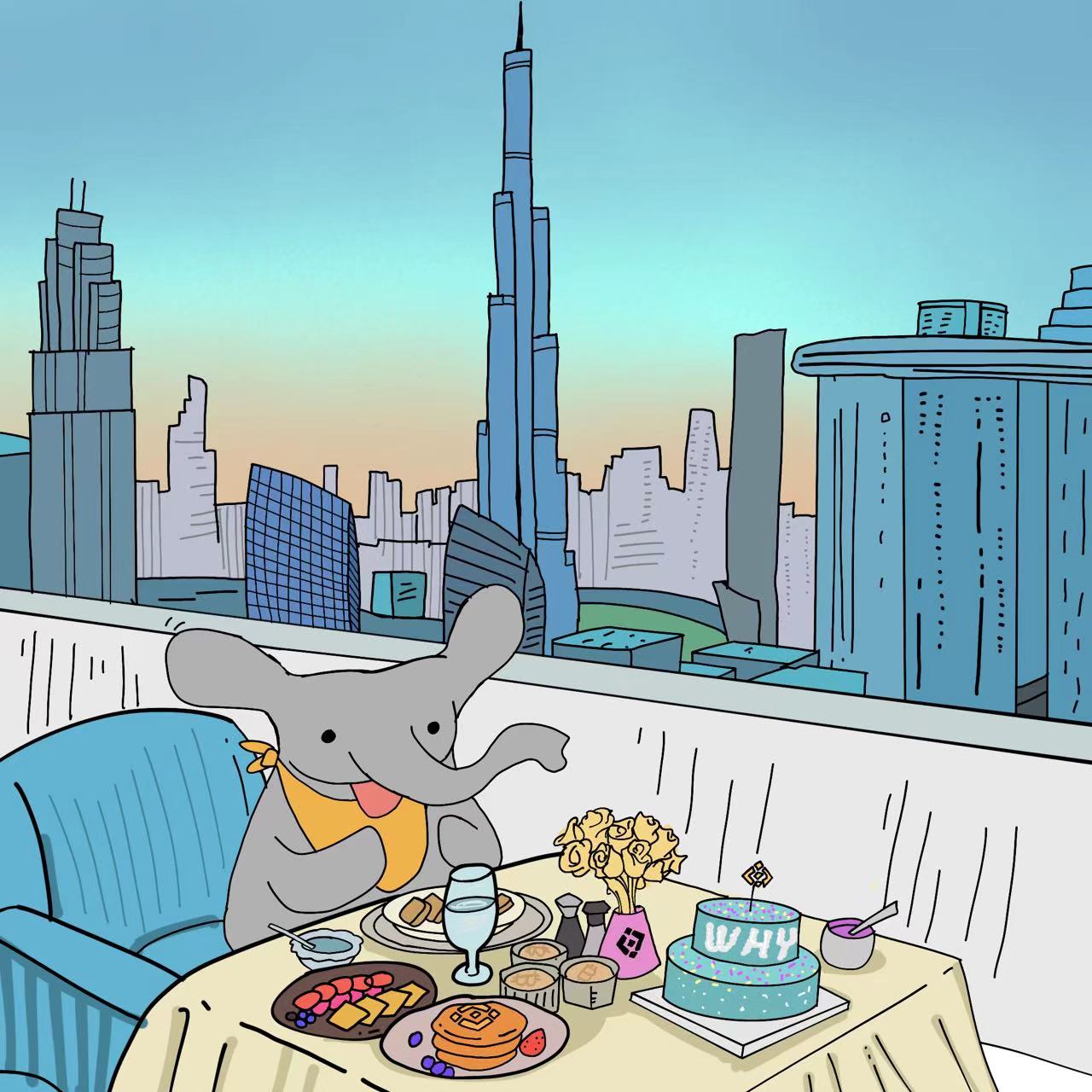 Elephant having breakfast in Dubai