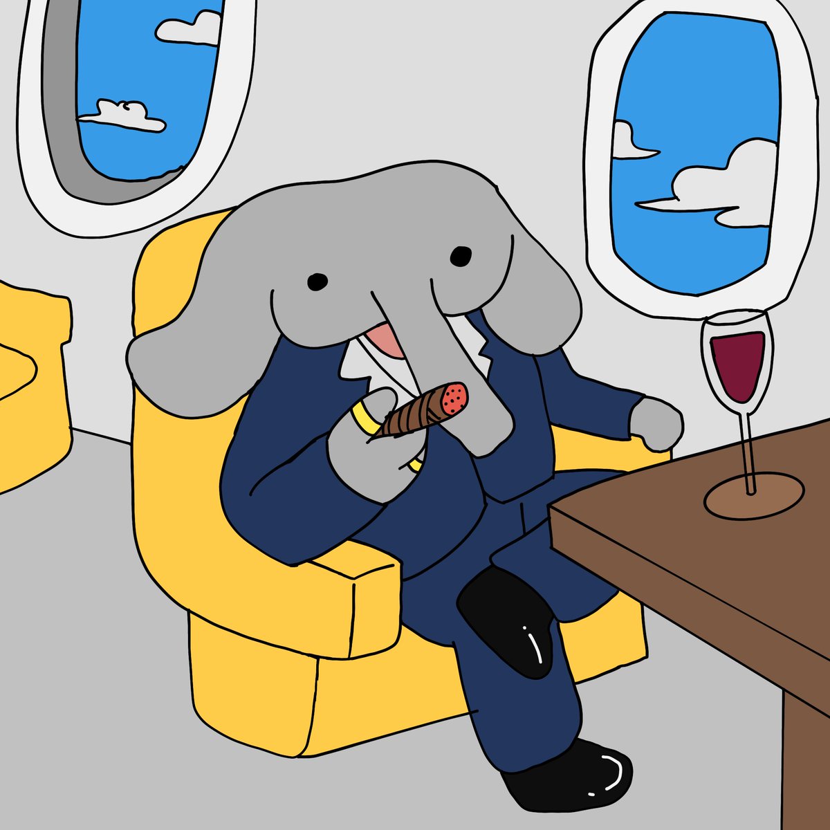 Elephant smoking cigar